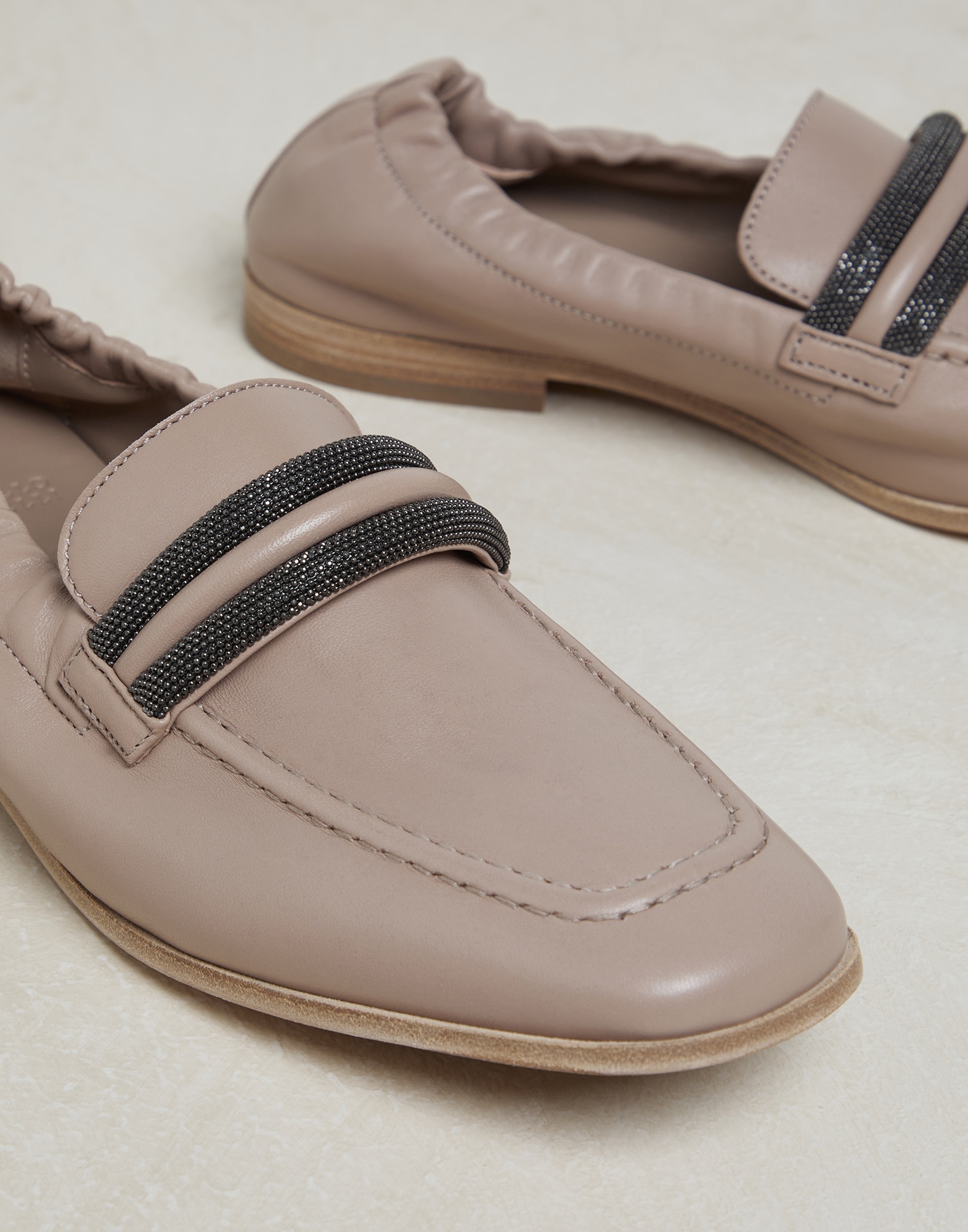 Nappa leather penny loafers with precious bands - 4