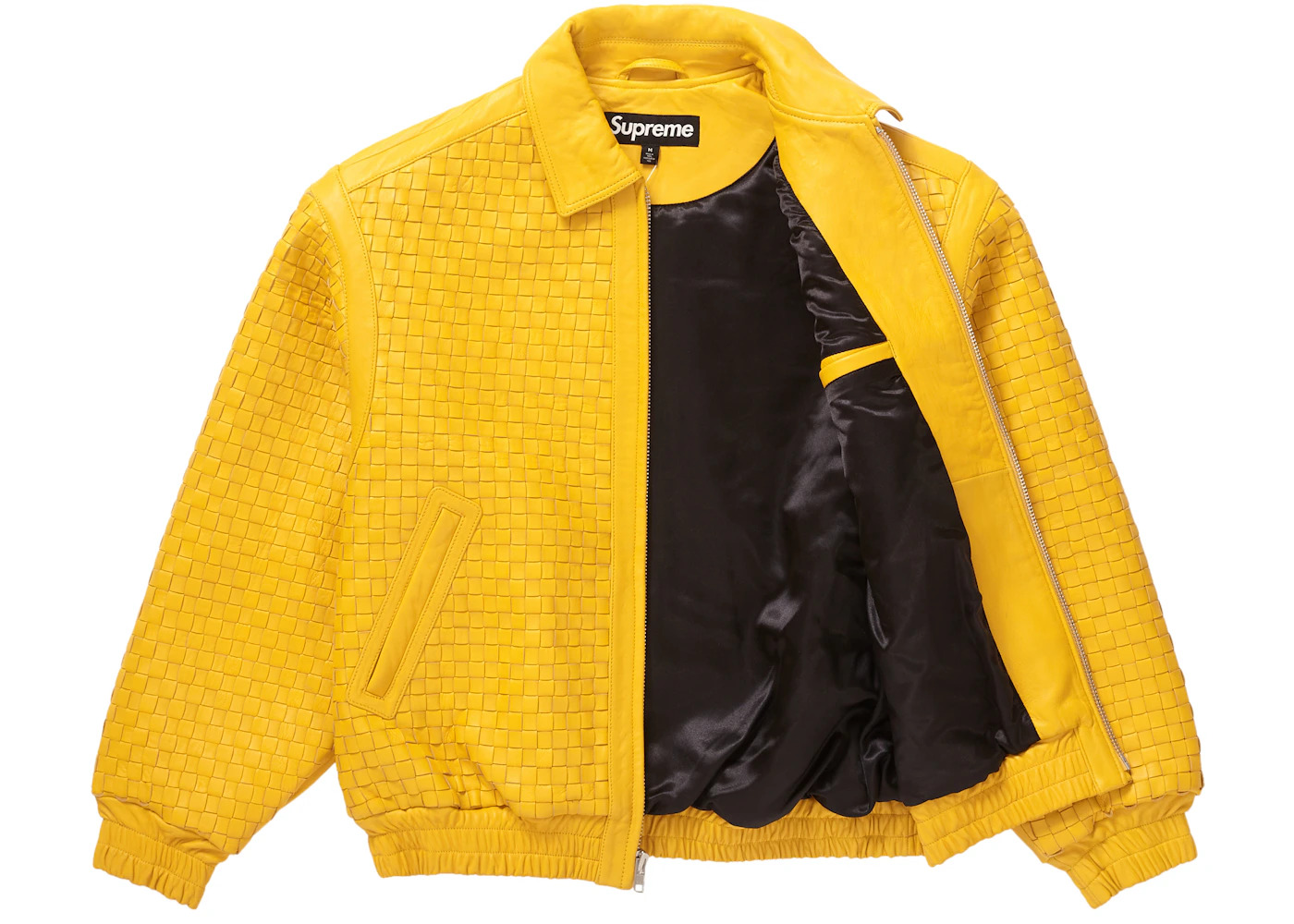 Supreme Woven Leather Varsity Jacket Yellow - 2