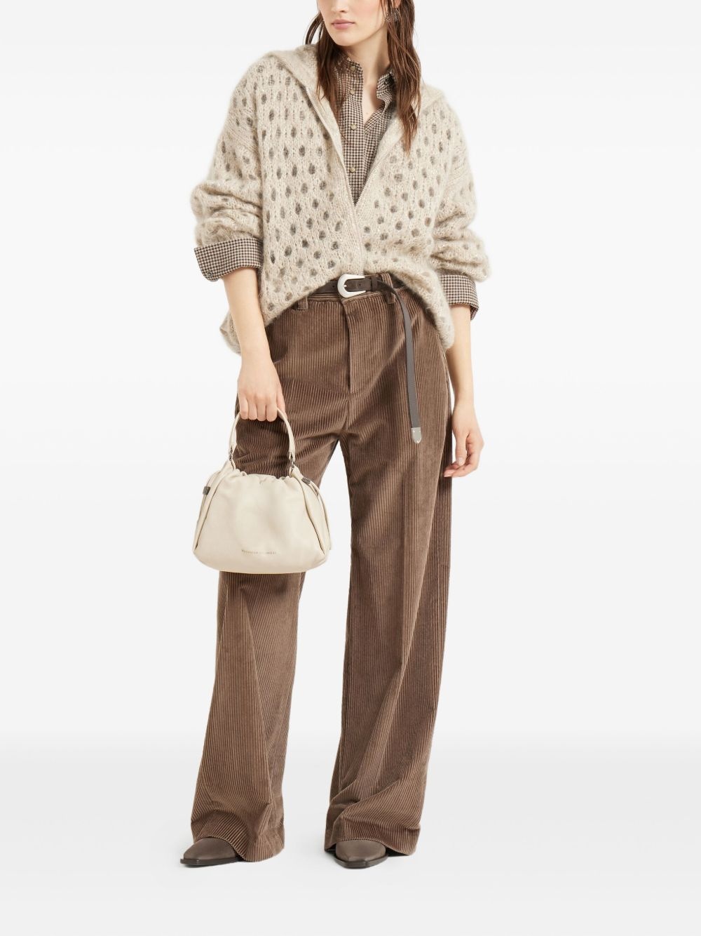 hooded hole-detail cardigan - 2