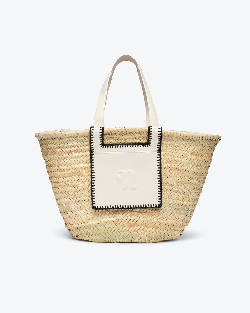 THE BEACH BAG - Raffia tote - Natural/off-white/black 1