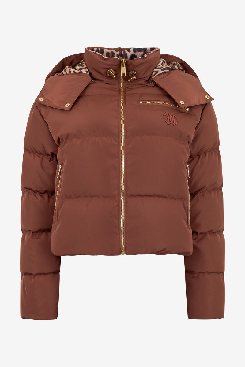 Brown Down Jacket With Monogram Rc 1
