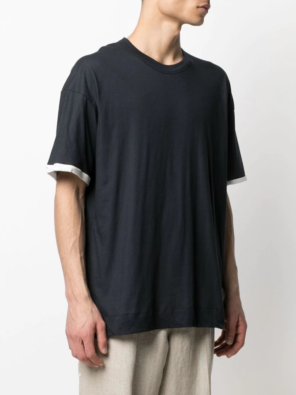 contrasting-trim T-shirt - 3