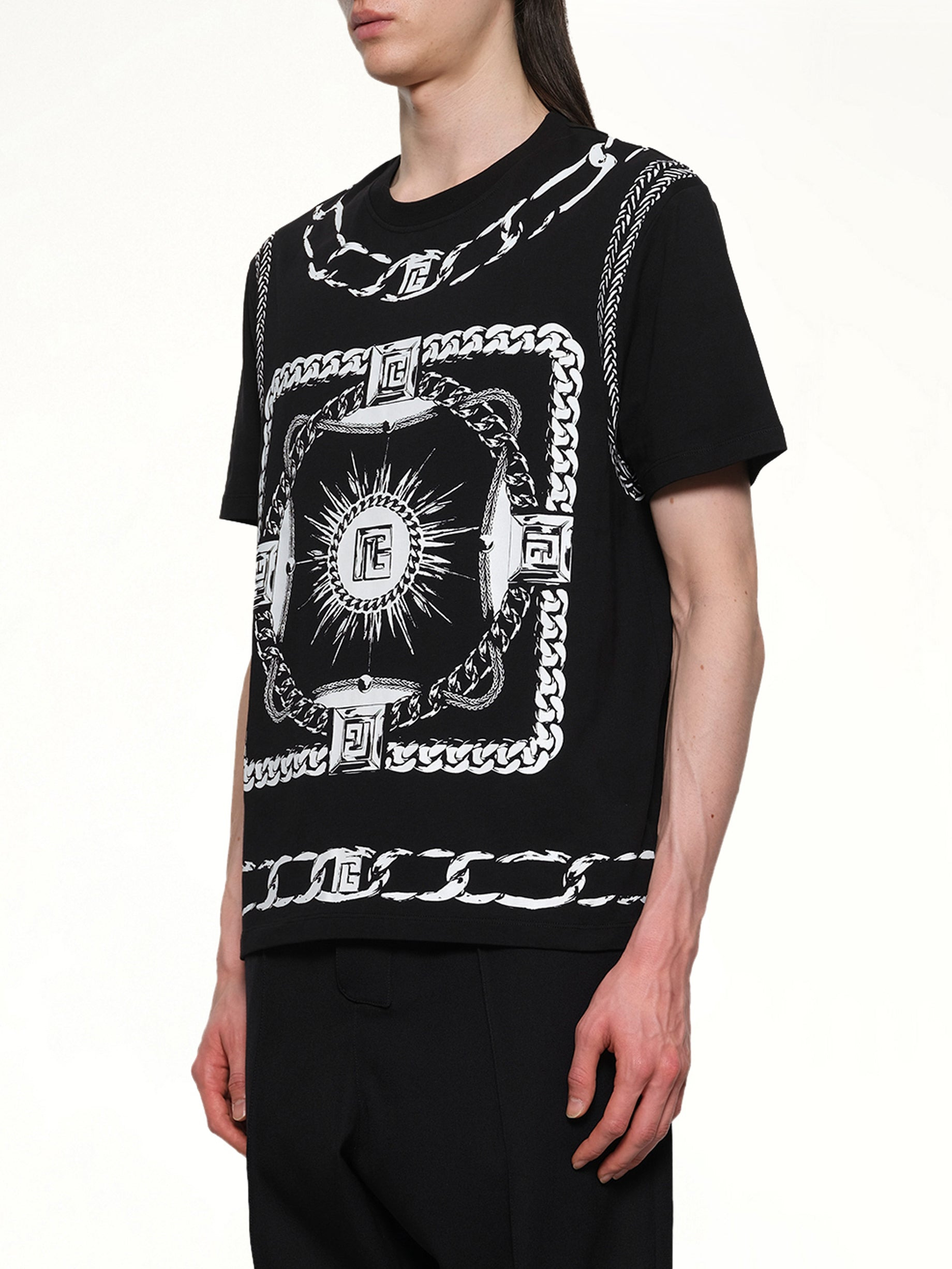 Foulard Print T-Shirt in Black/White - 3