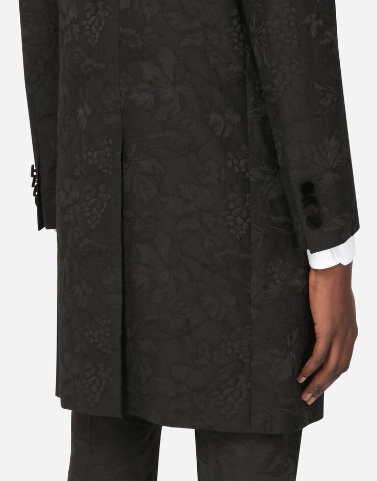 Double-breasted jacquard tuxedo coat with patch embellishment - 5