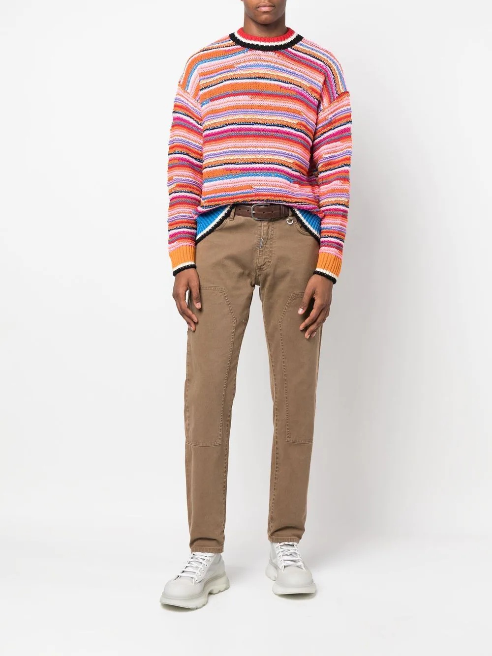 striped wool-blend jumper - 2