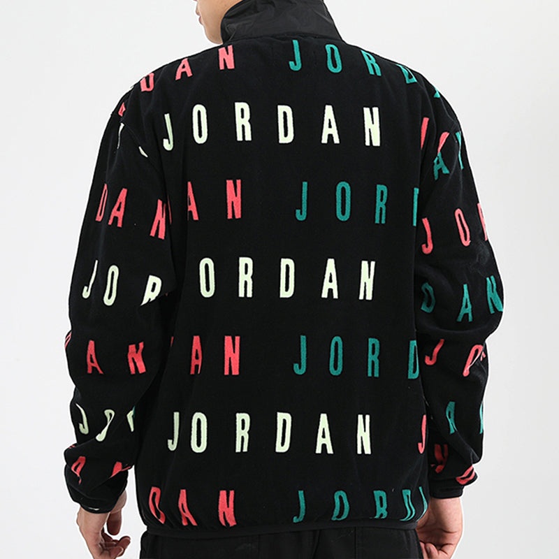 Air Jordan Jumpman Logo Printing Windproof Stand Collar Jacket Black CT3571-010 - 5