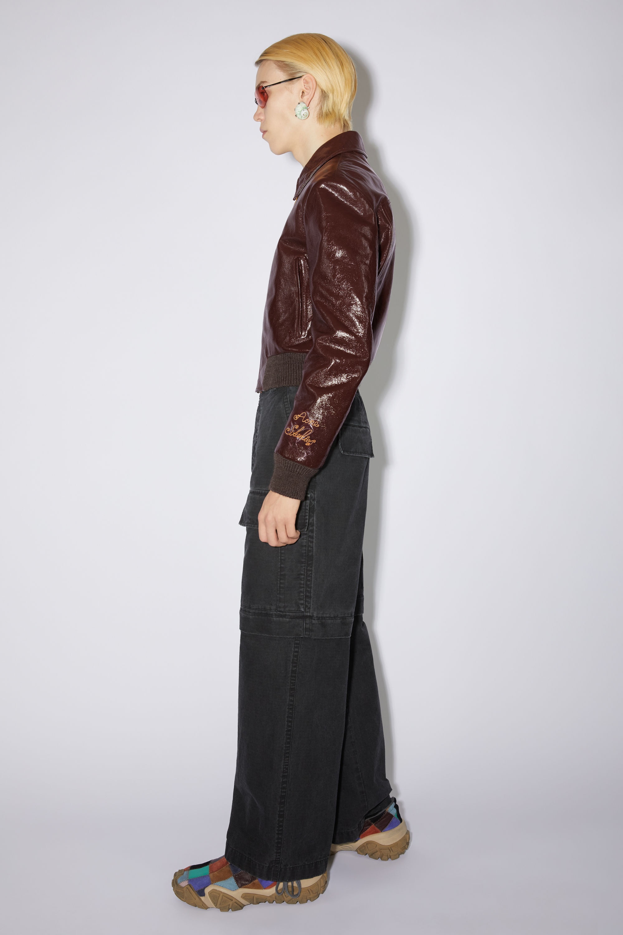 Leather bomber jacket - Brown/burgundy - 4