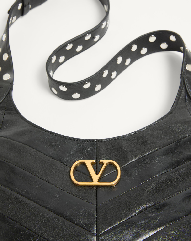 VALENTINO GARAVANI HOBOHO SMALL HOBO BAG IN CHEVRON-PATTERNED NAPPA LEATHER. 8