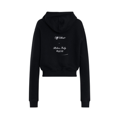 Off-White OW 23 Embroidered Cropped Hoodie in Black/White outlook