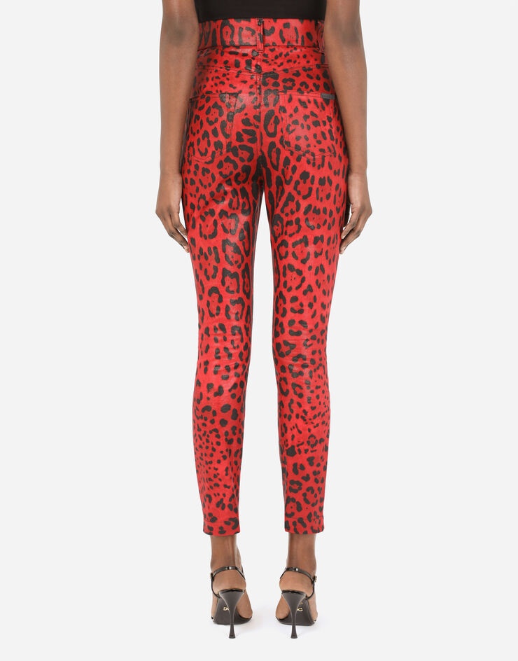 Leopard-print drill jeans - 2