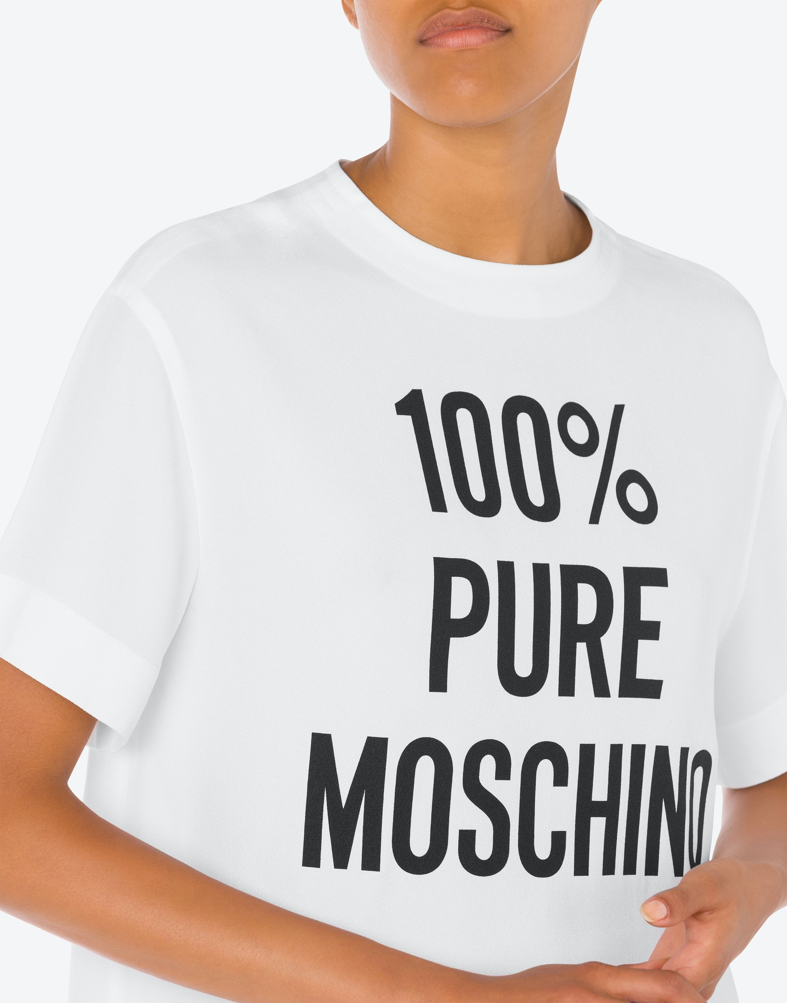 100% PURE MOSCHINO PRINT ENVERS SATIN T-SHIRT - 4