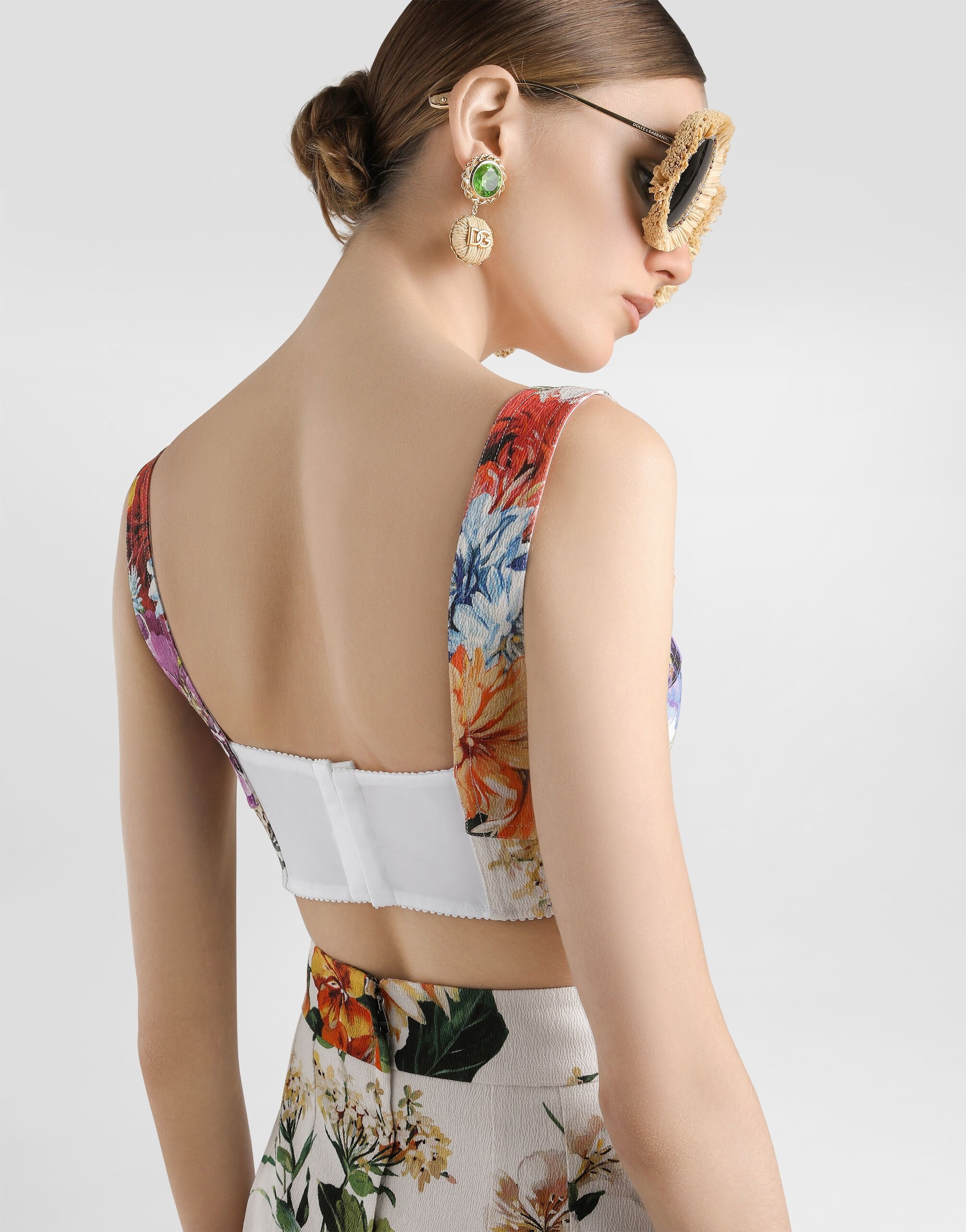 Flower bouquet-print bustier top - 4