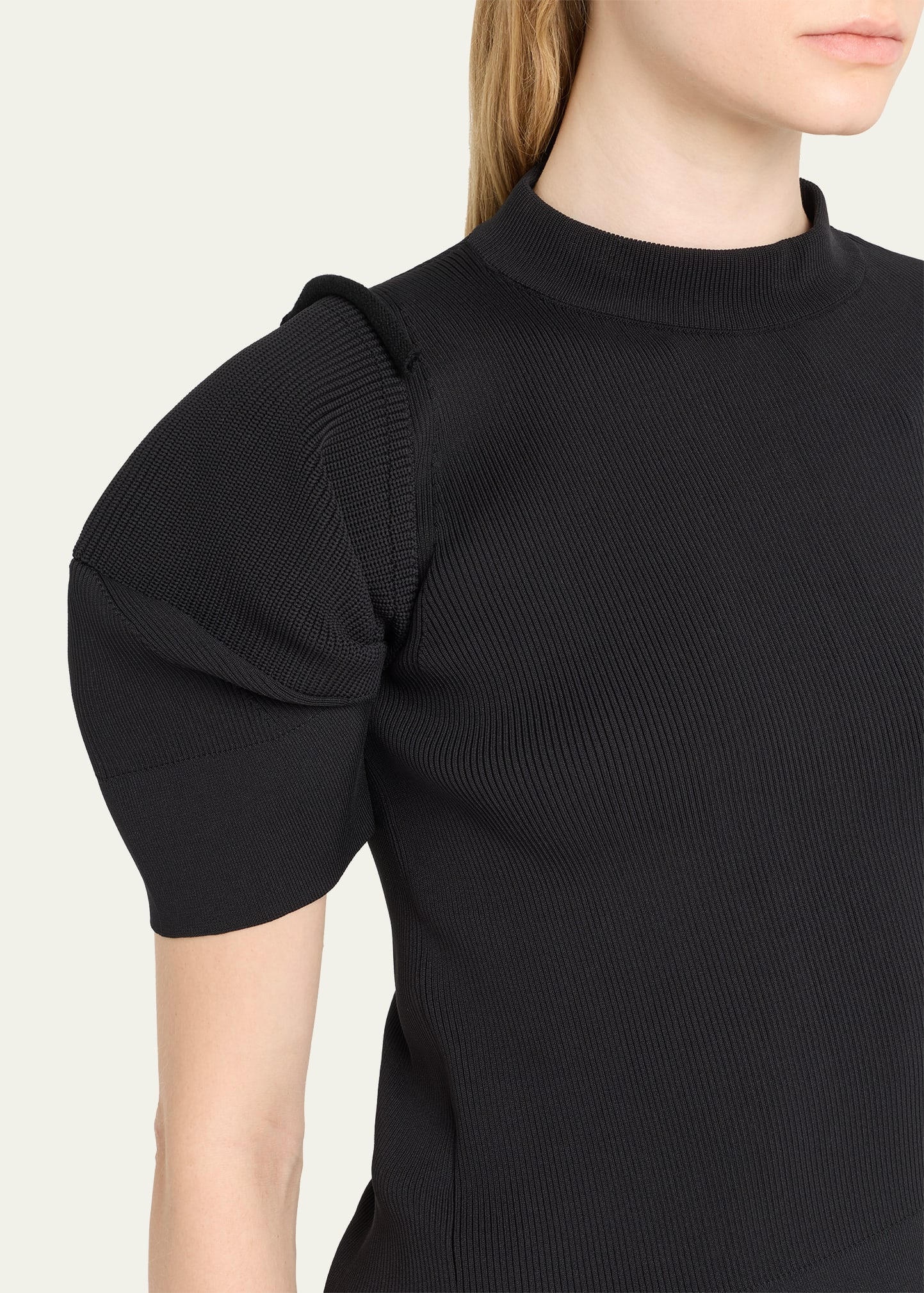 Asymmetric Pleated-Sleeve Sweater - 5