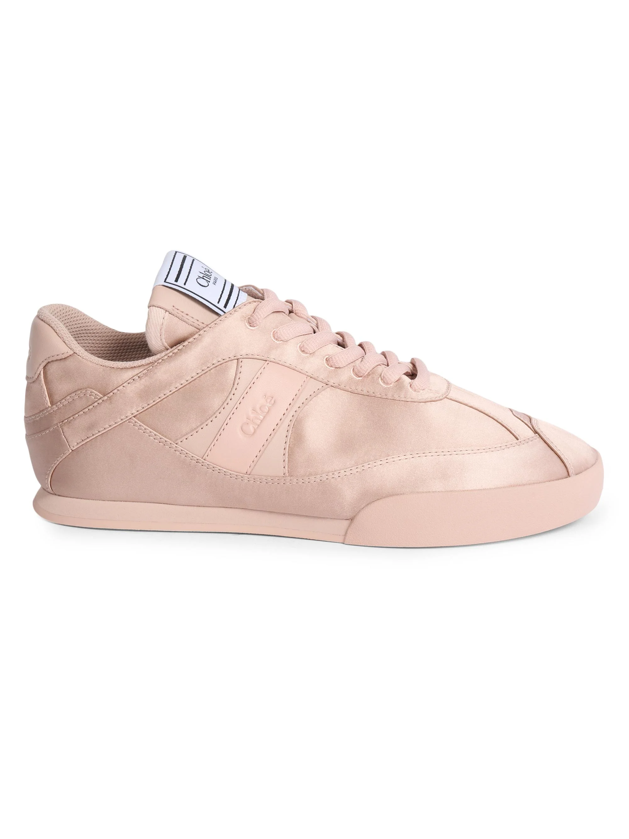 Women's Kick Logo Satin Low-Top Sneakers - Ballet Pink - 1