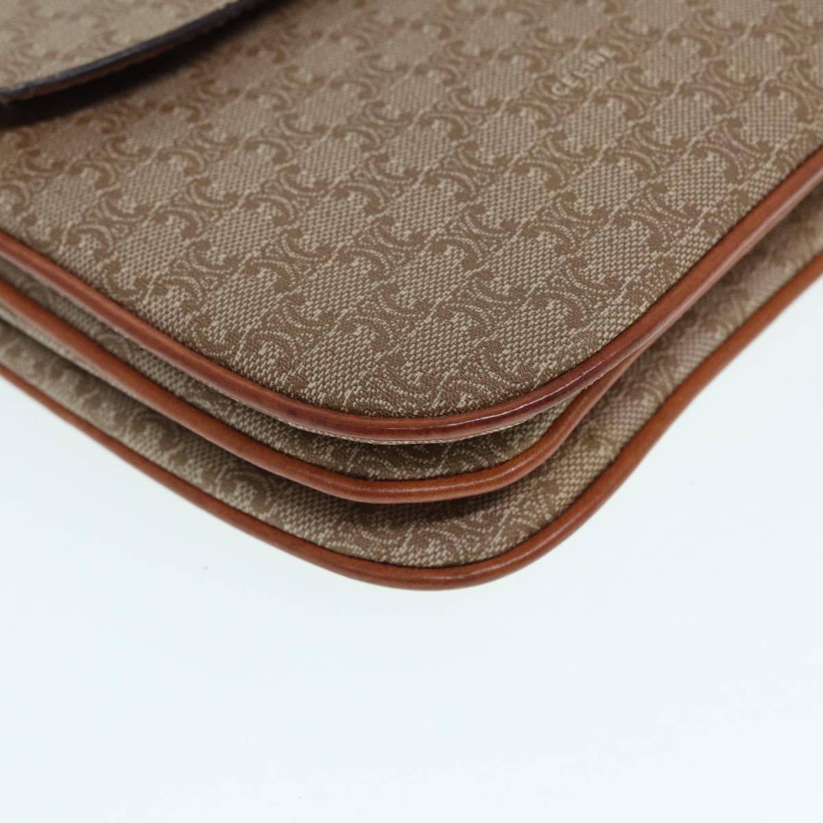 CELINE Macadam Canvas Shoulder Bag Beige Gold - 14