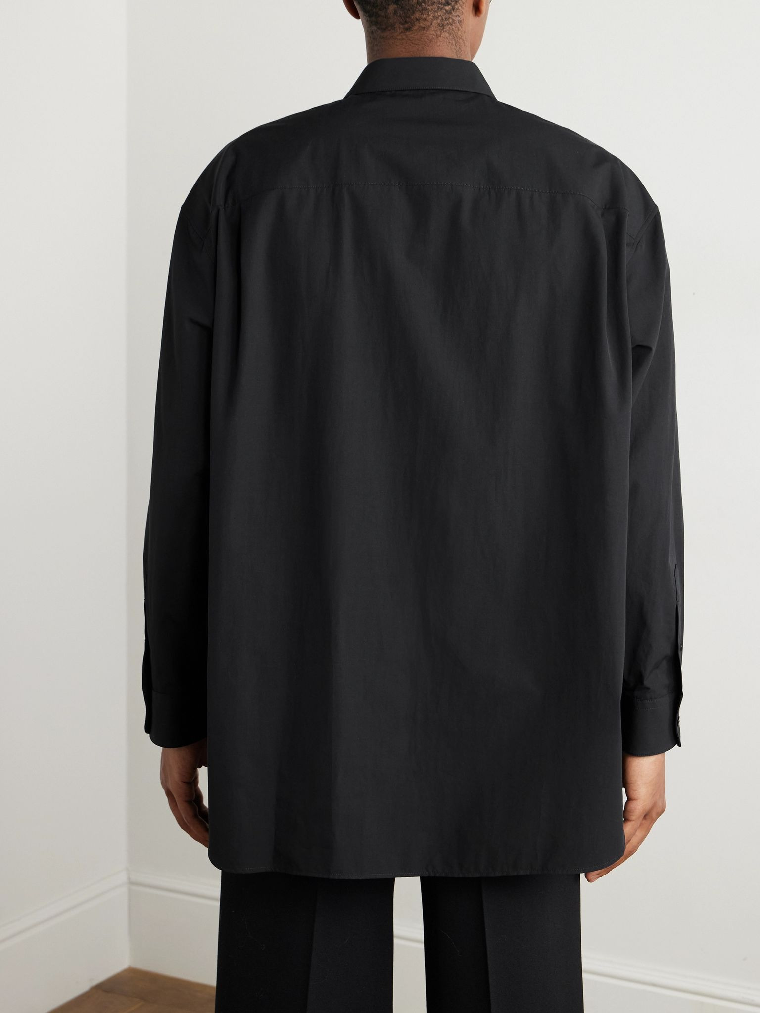 Lukre Oversized Cotton-Poplin Shirt Black - 4