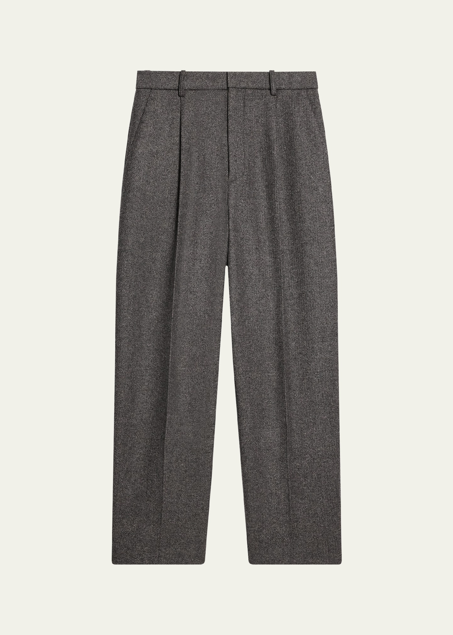 Men's Melange Heavy Wool Pleated Pants - 1