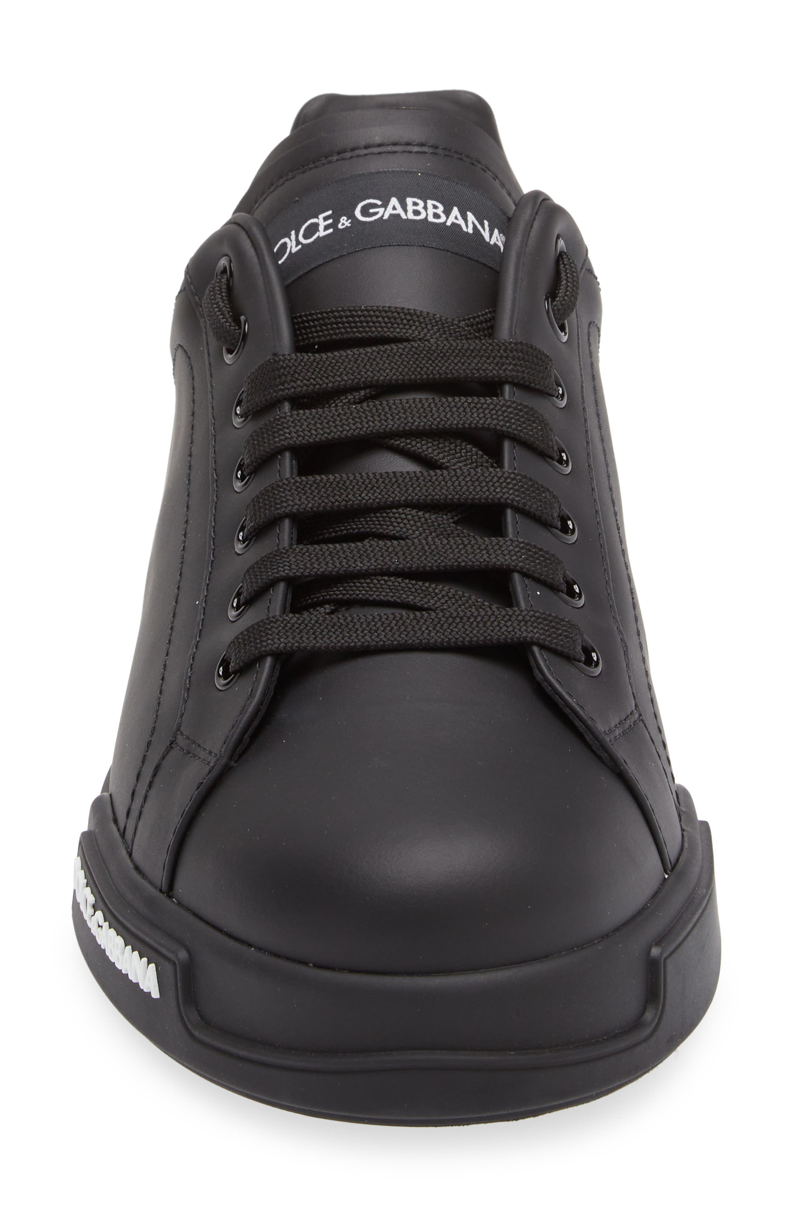 Dolce&Gabbana Portofino Logo Detail Sneaker in Black/Black at Nordstrom - 4