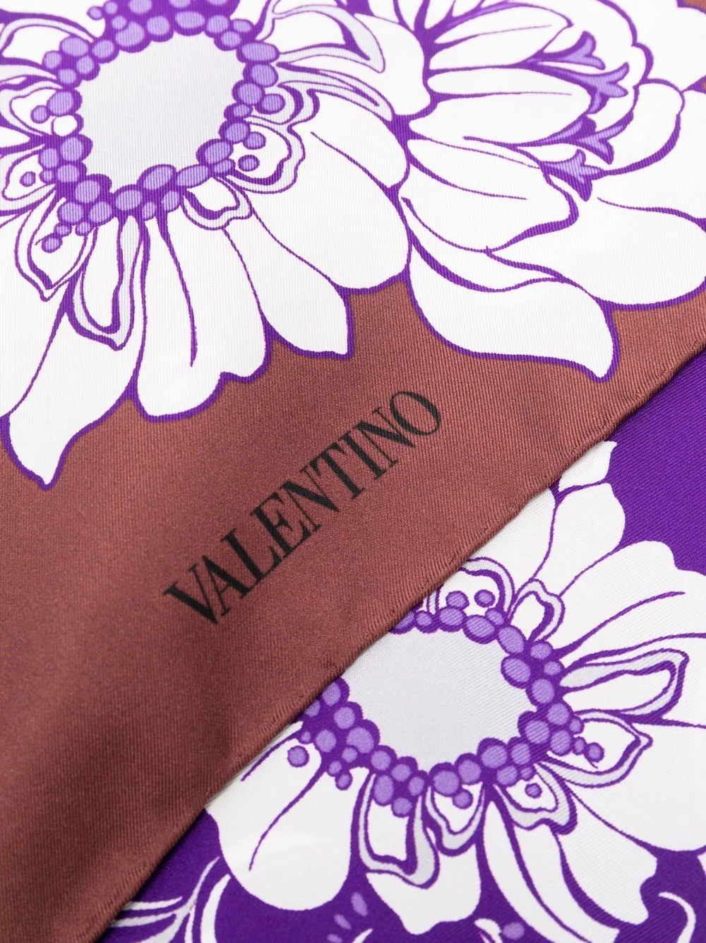 floral-print silk scarf - 3