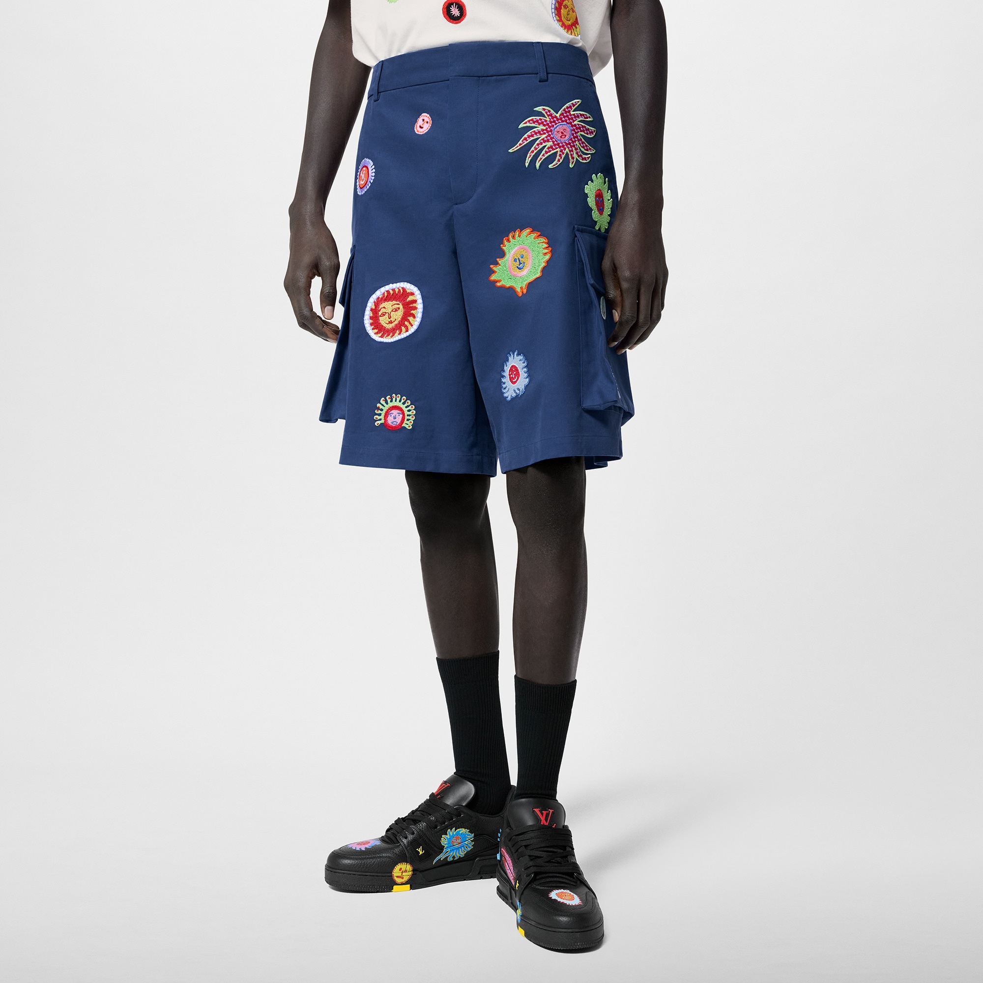 LV x YK Embroidered Faces Cargo Short - 4