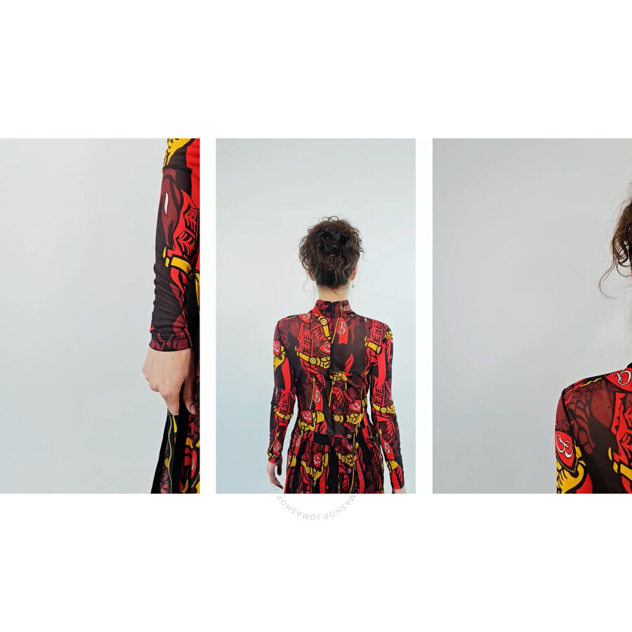 Burberry Ladies Black IP Pattern Printed Long-Sleeve Dress - 3