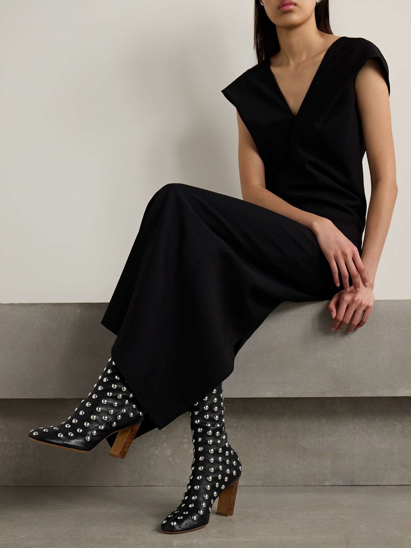 Studded leather ankle boots - 2