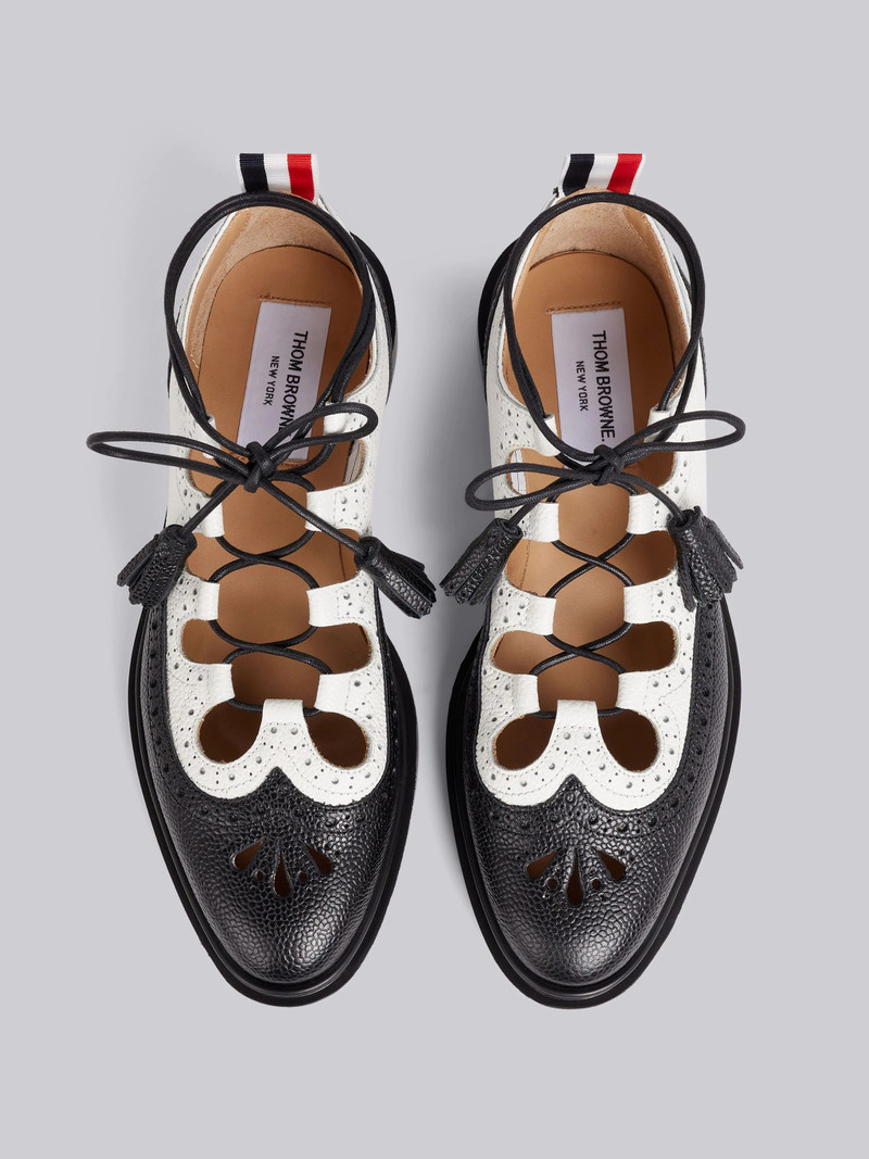 Black and White Pebbled Calfskin Ghillie Brogue 4