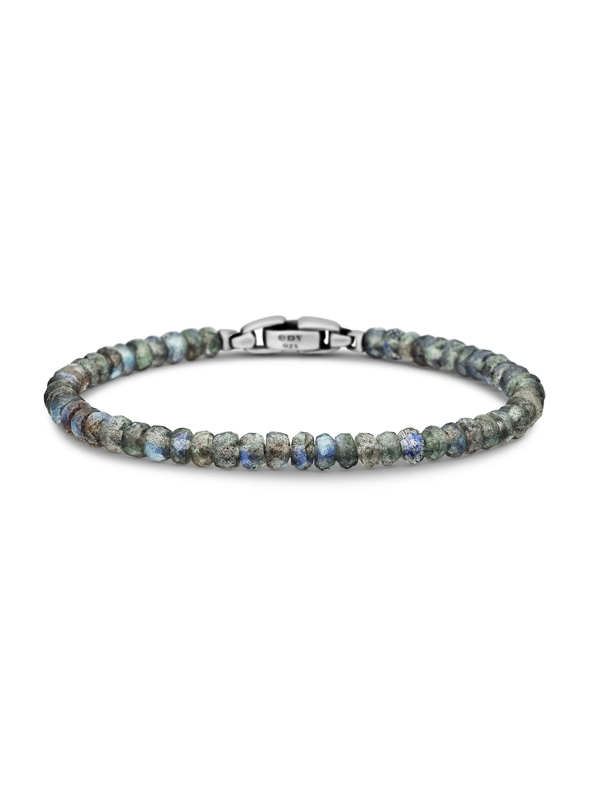 Men's Spiritual Beads Faceted Bracelet in Sterling Silver - Labradorite - 1