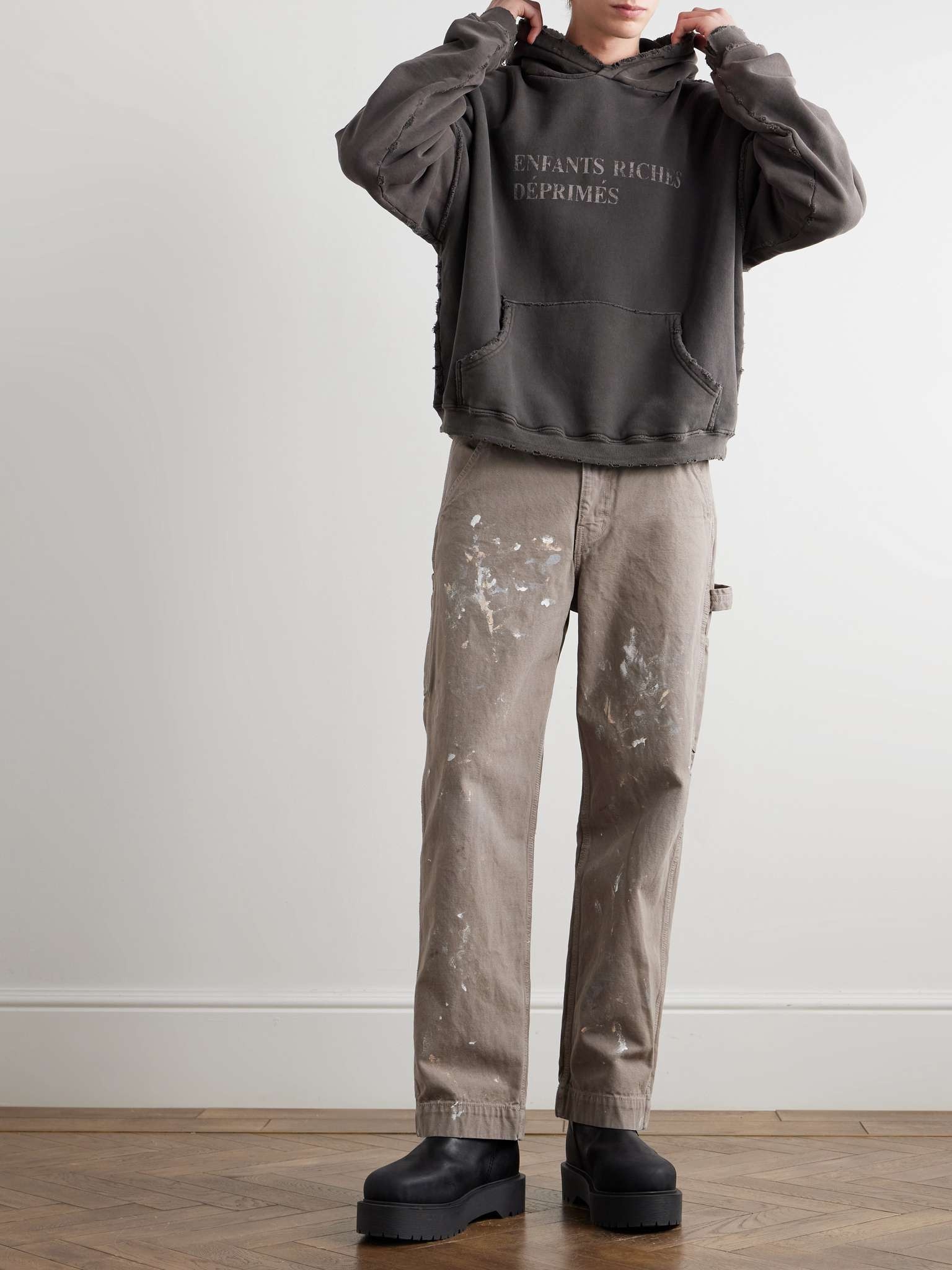 Distressed Logo-Print Cotton-Jersey Hoodie - 2
