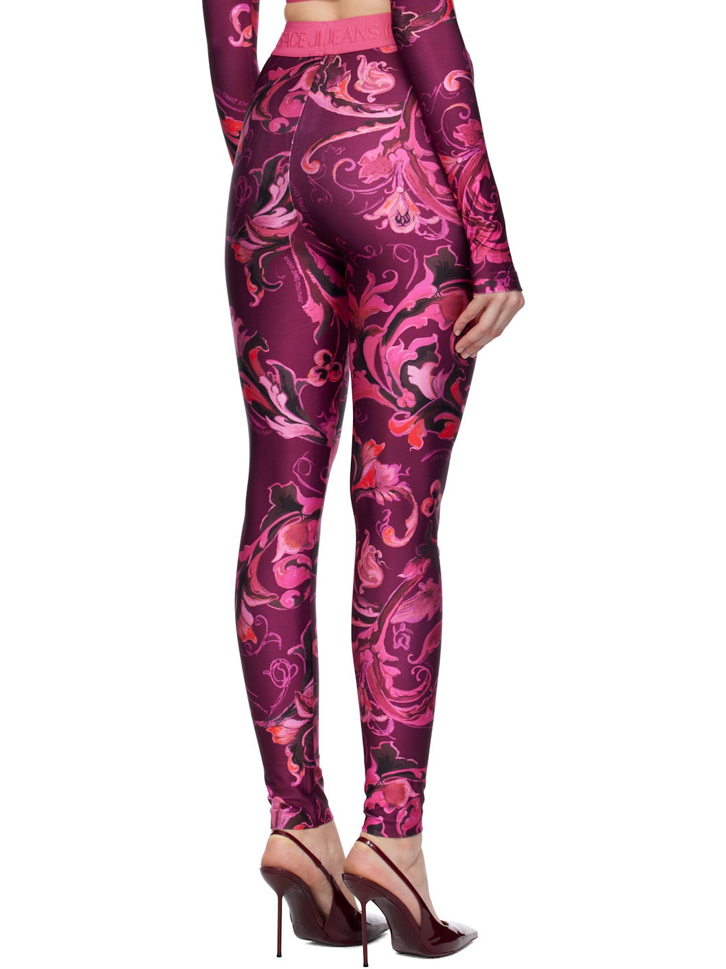 Pink & Purple Lycra Barocco Leggings - 3