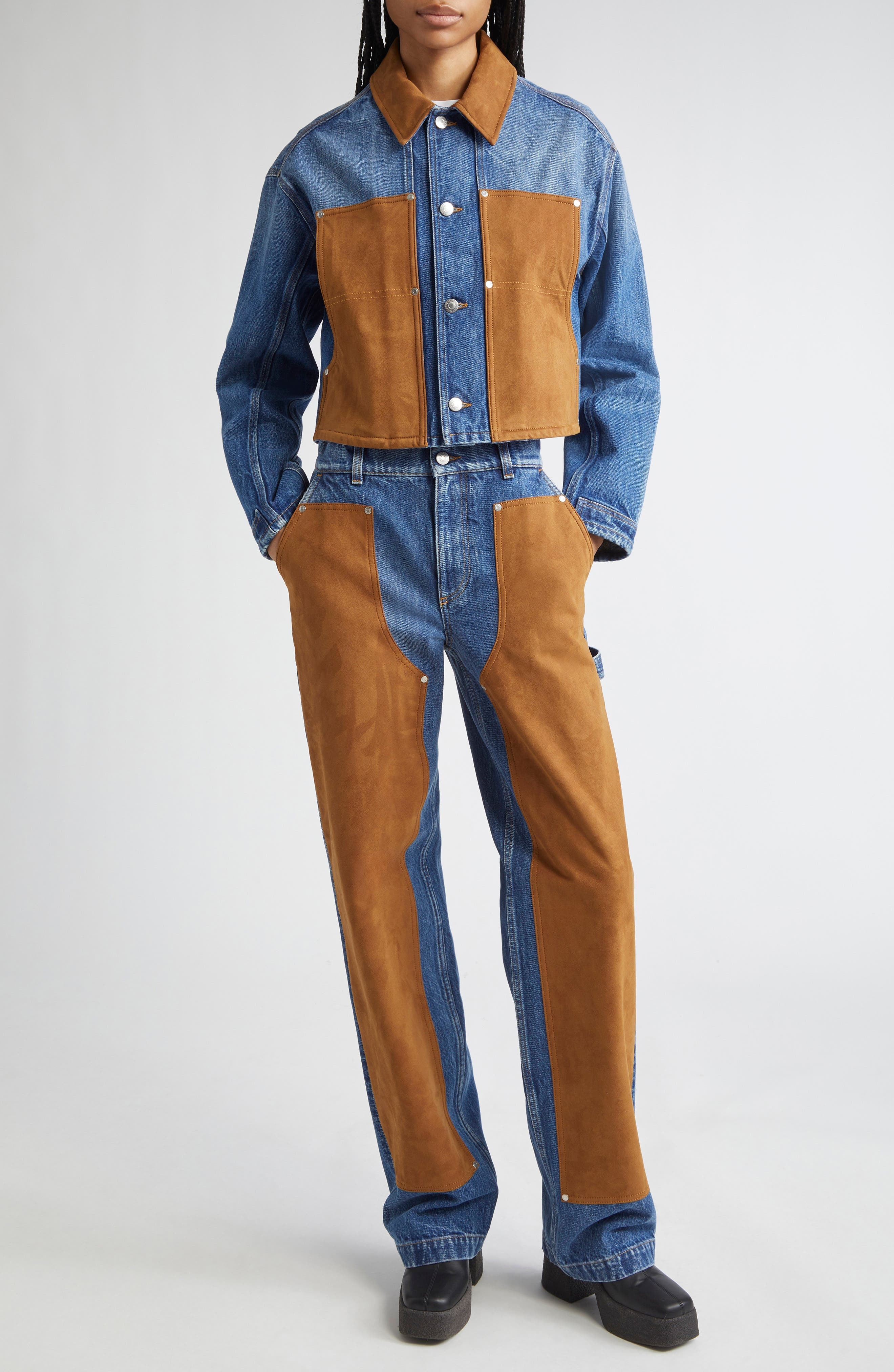 Stella McCartney Denim & Faux Suede Trucker Jacket in 4090 - 2