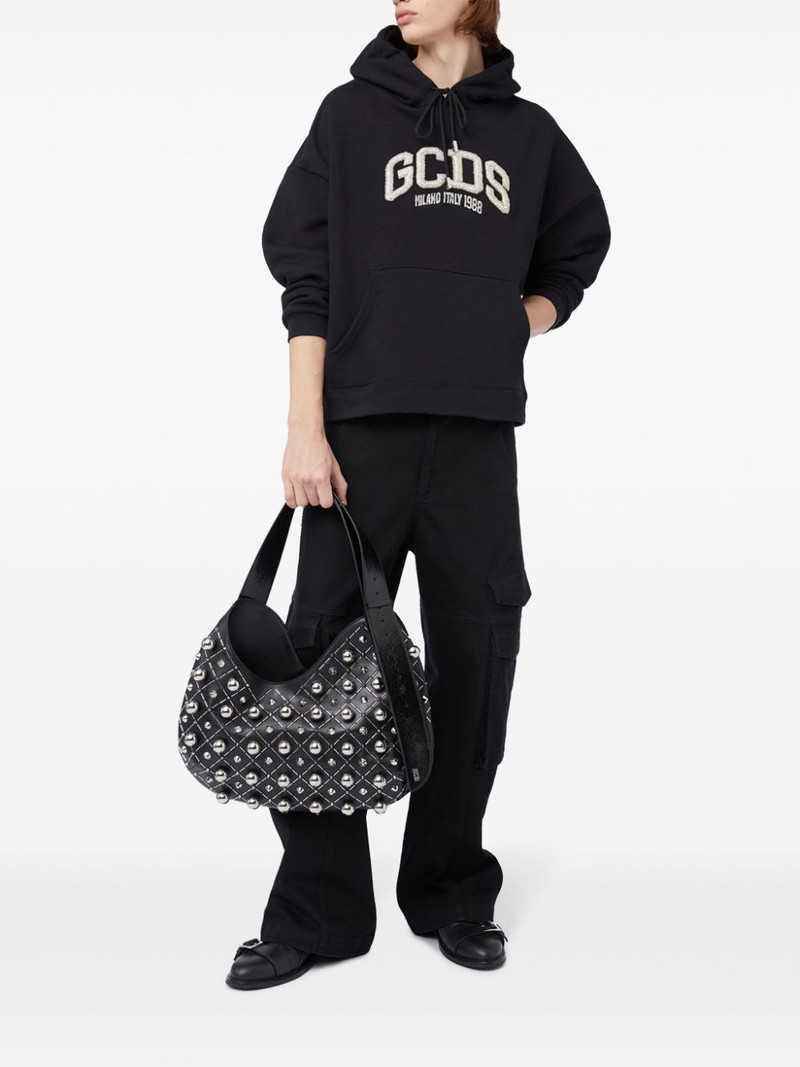 GCDS logo-embellished cotton hoodie outlook