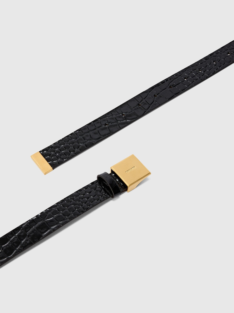 Faux croccodile leather patterned belt 3