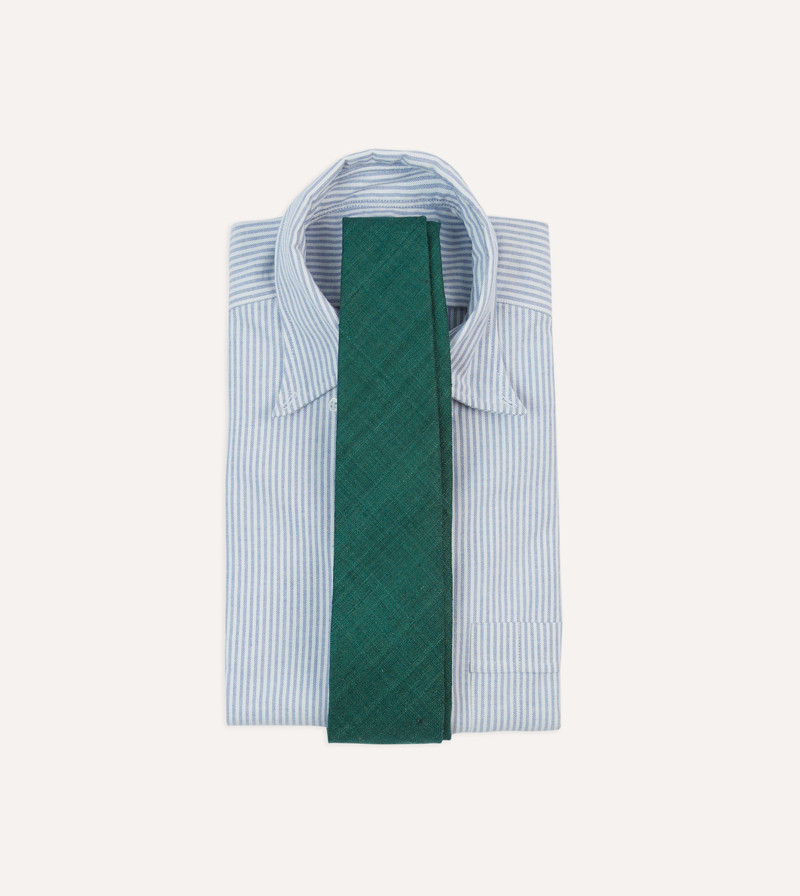 Drake's Teal Tussah Hand Rolled Silk Tie outlook