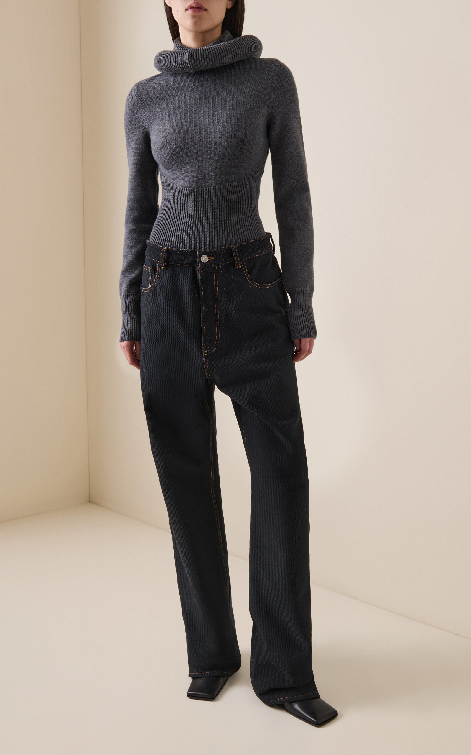 Hooded Virgin Wool Sweater grey - 3