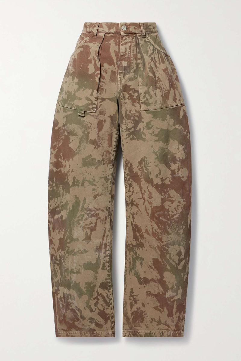 Effie camouflage-print 목화-twill 넓은 다리 바지 1