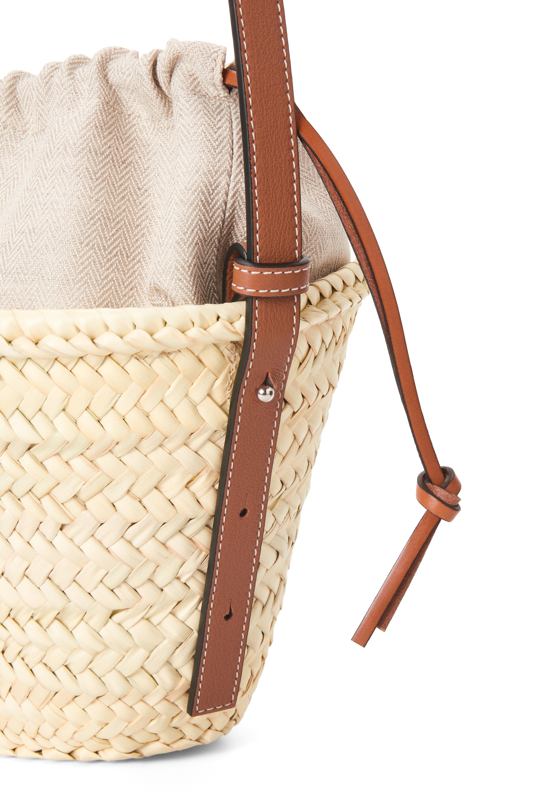 Loewe Drawstring bucket bag in palm leaf and calfskin