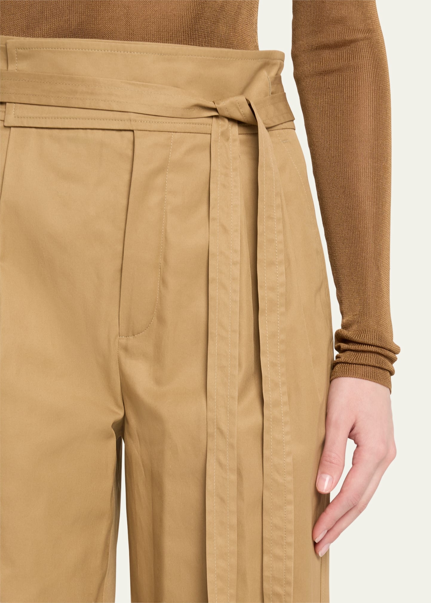 Pleated Paper Bag Tie-Waist Pants - 5
