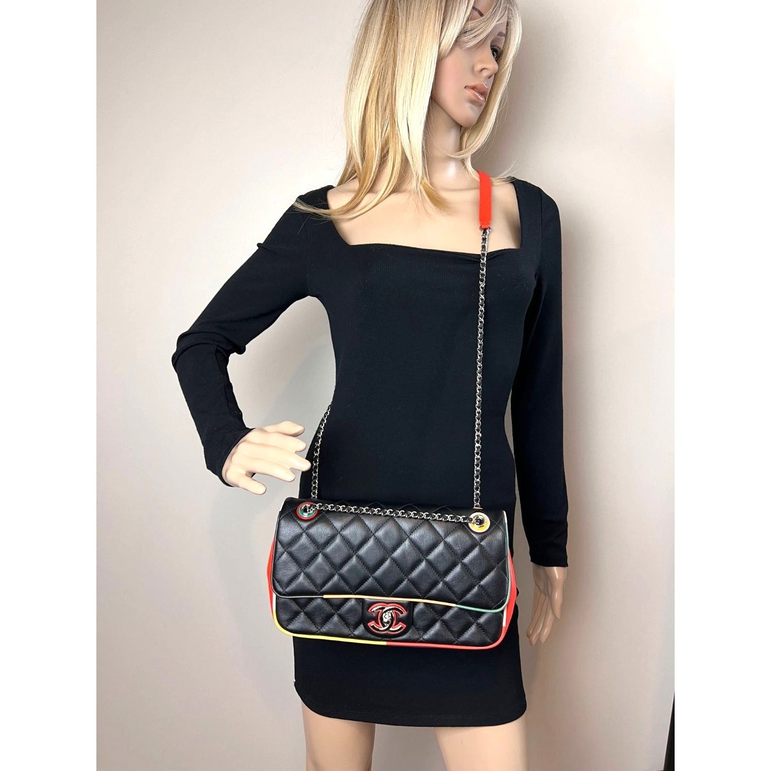 Chanel Lambskin Plexiglass Quilted Medium Cuba Color Flap Bag - 8