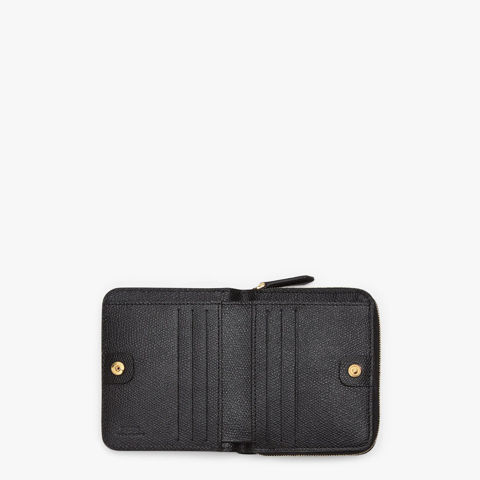 F is Fendi compact bifold wallet. Inside organized into bill compartment and cardholder slot. Featur - 4