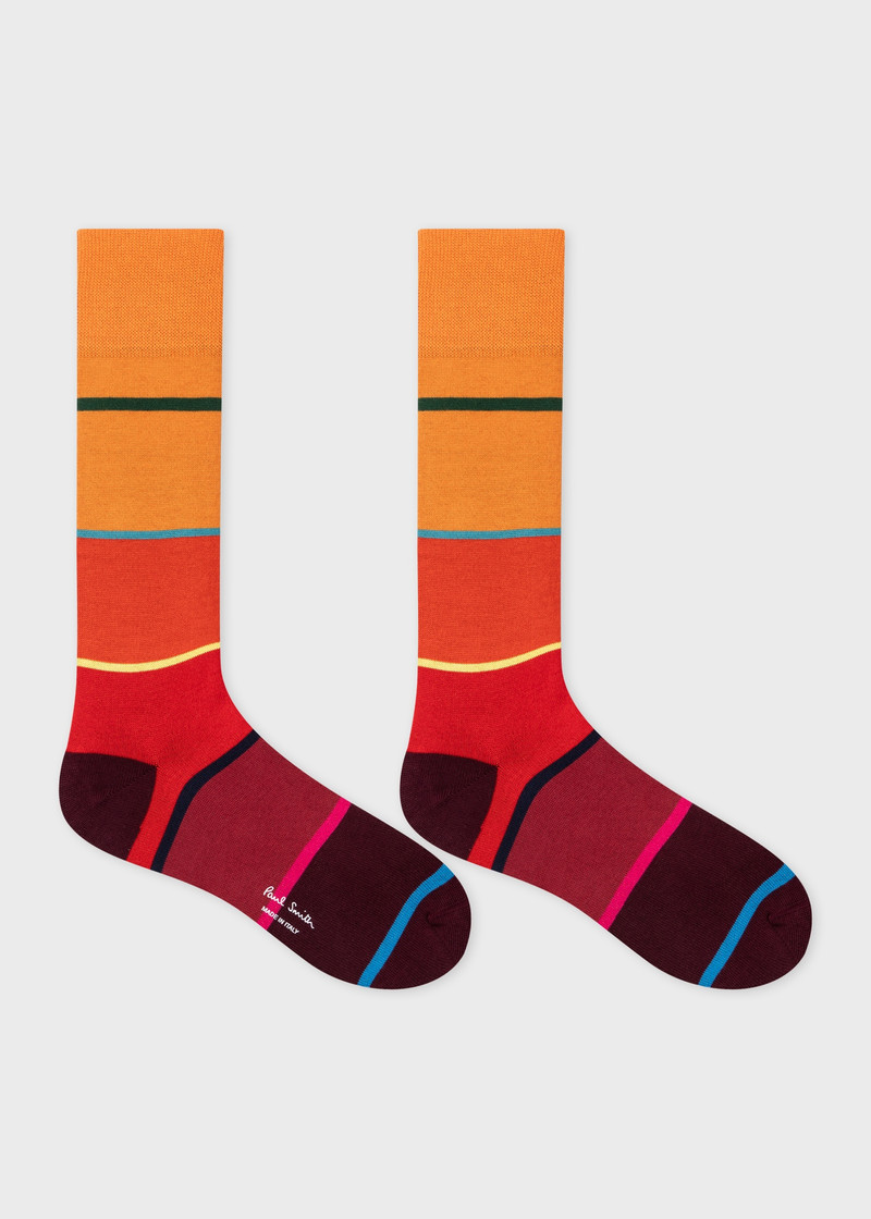 Paul Smith Orange Cotton-Blend Stripe Socks outlook