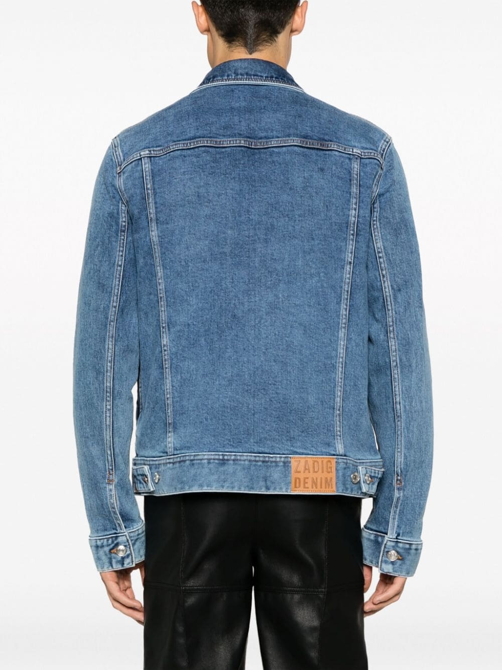 colour-block stretch-cotton denim jacket - 5