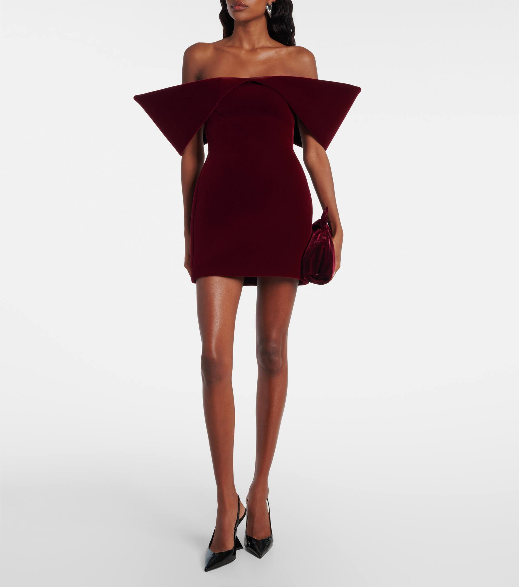 Off-shoulder velvet minidress - 2