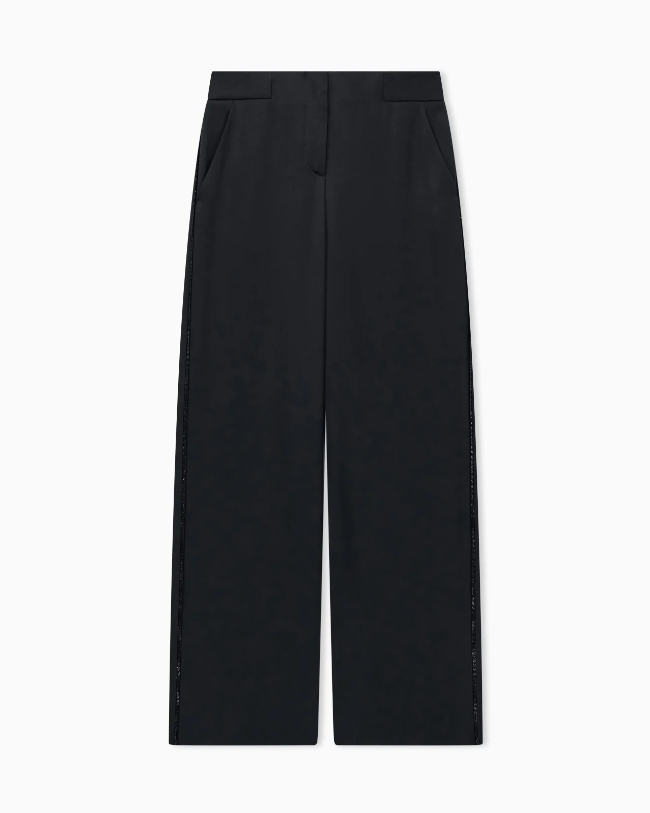 EMBROIDERED TROUSER SERA REGULAR FIT SATIN RHINESTONE TRIM - 1