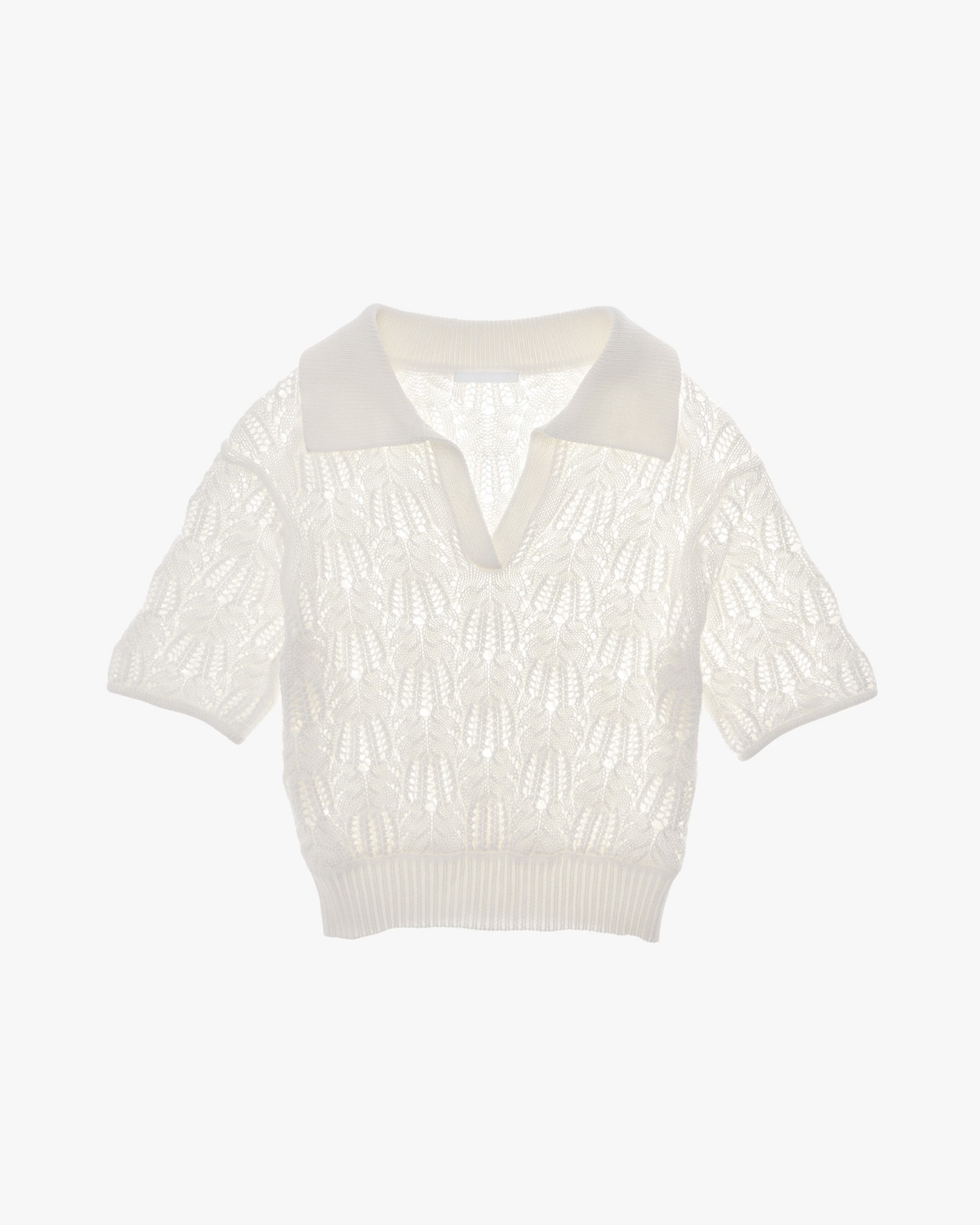 CROPPED COTTON POLO SWEATER - 1