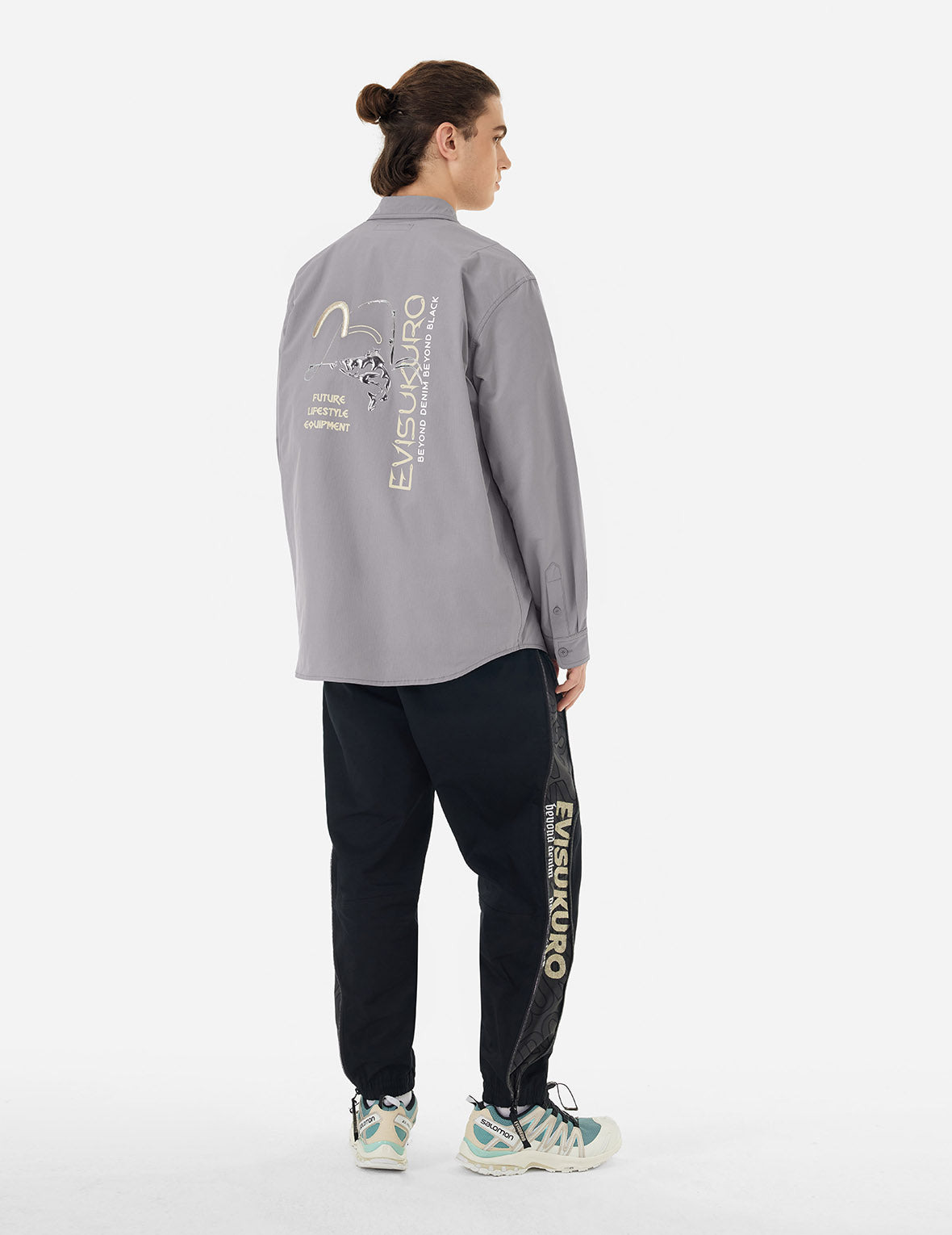 3D Metallic Fishing Logo Print Relax Fit Shirt - 4