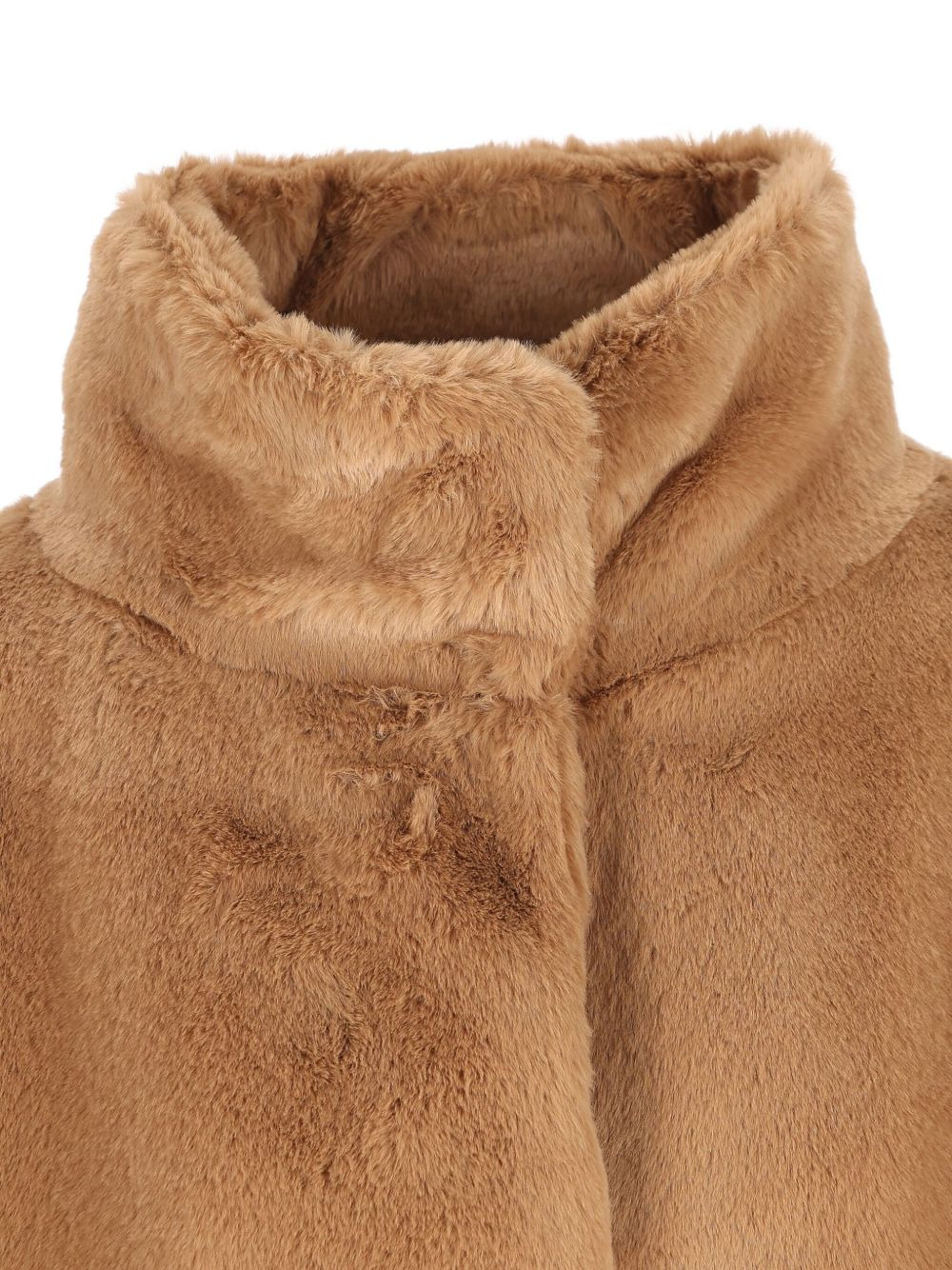 high-neck faux-fur coat - 3