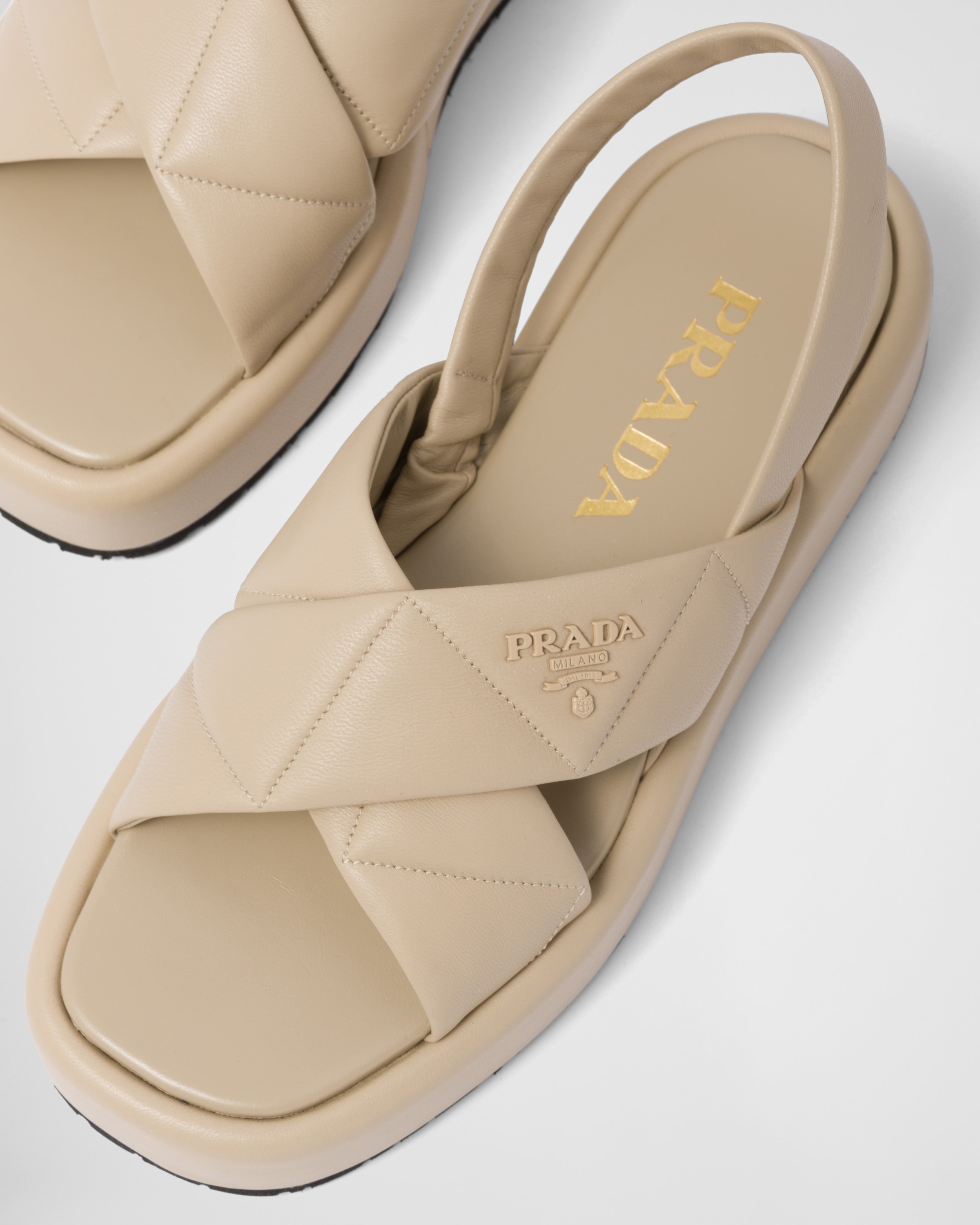 Quilted nappa leather flatform sandals - 6