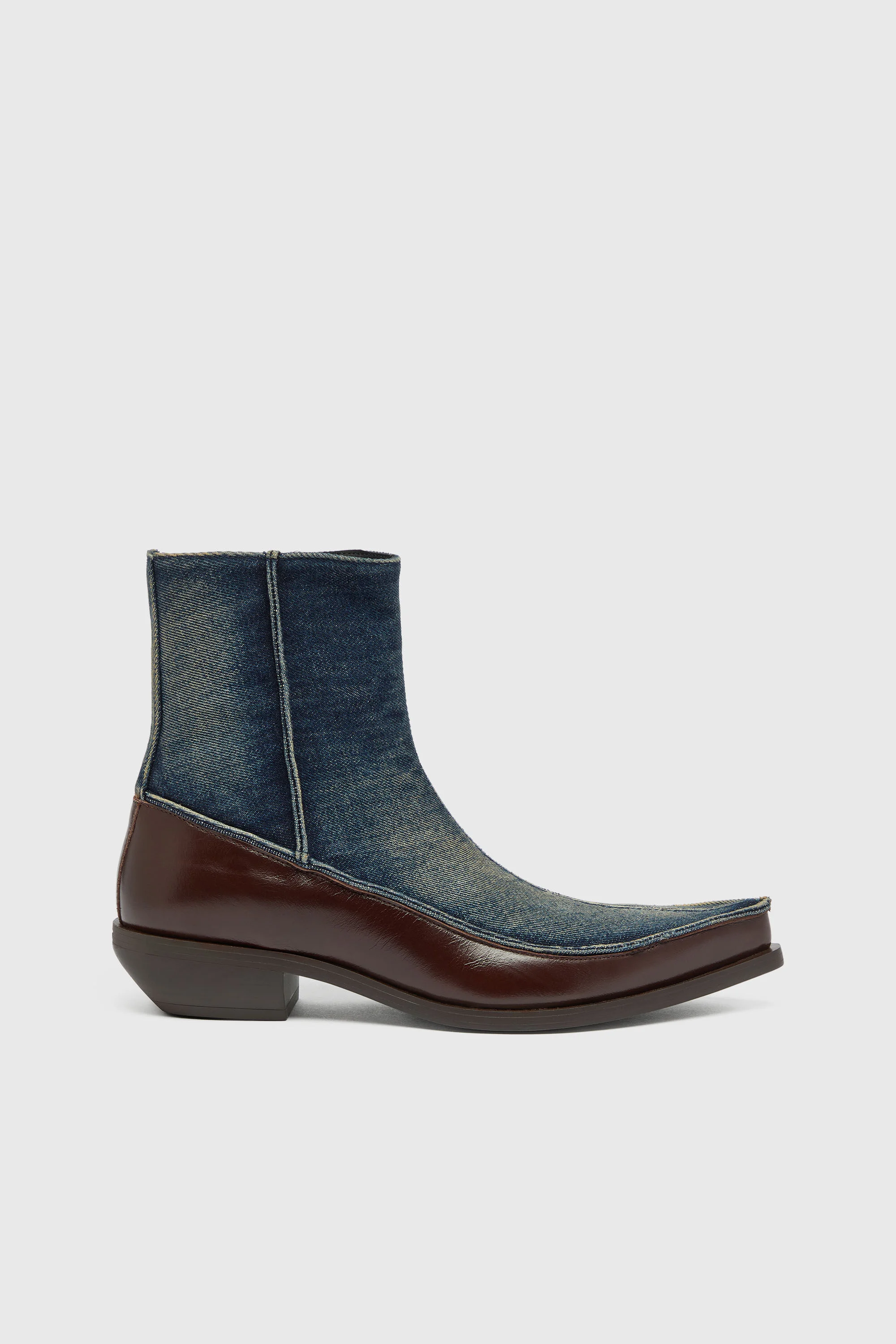 D-FRIDO-WESTERN ANKLE BOOTS IN LEATHER AND DENIM - 1