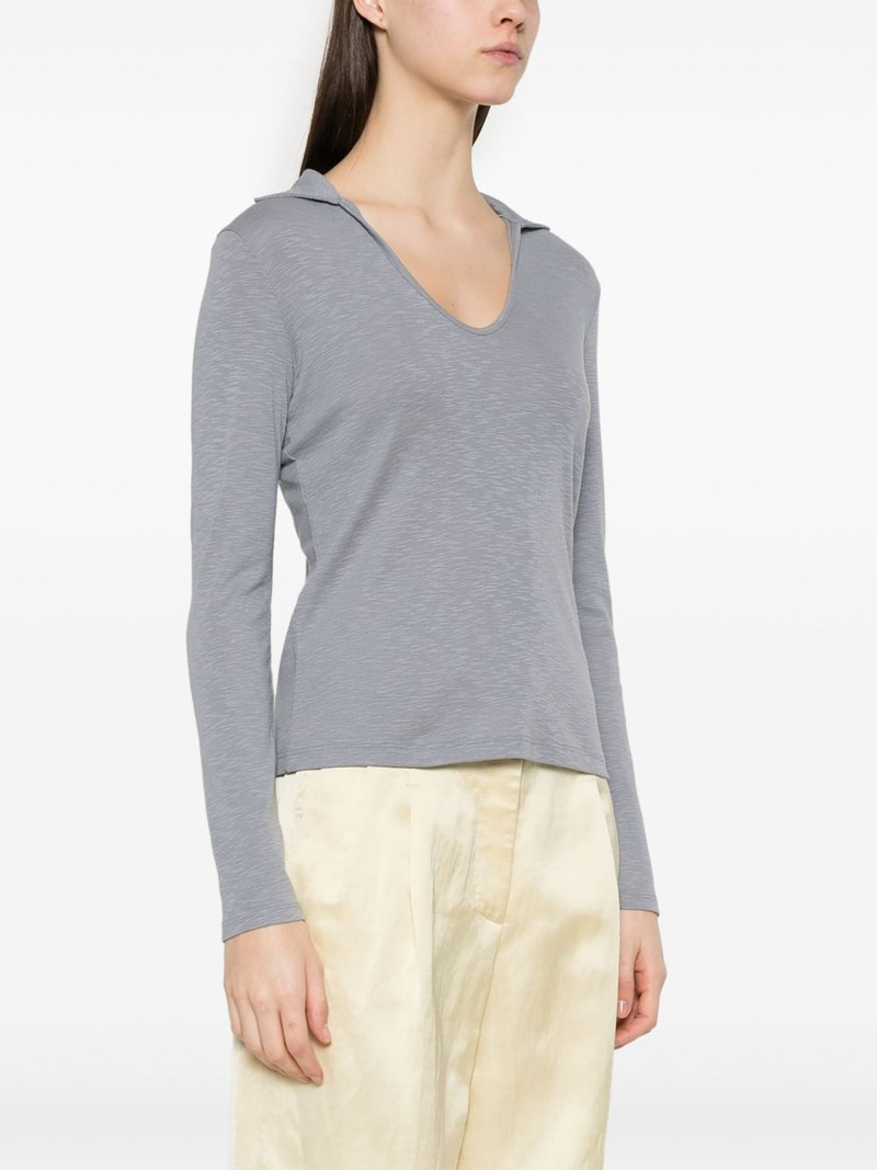 open-neck long-sleeve polo top 3
